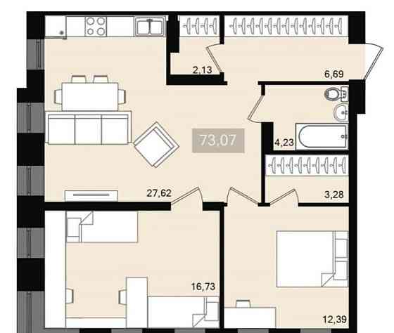 3-комн. квартира, 73.07 м2, 6/20 эт. Красноярск