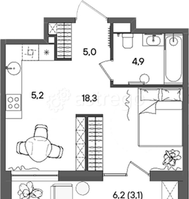 Студия, 36.5 м2, 5/14 эт. Москва - изображение 1