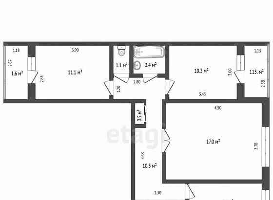 3-комн. квартира, 58.6 м2, 6/9 эт. Стерлитамак