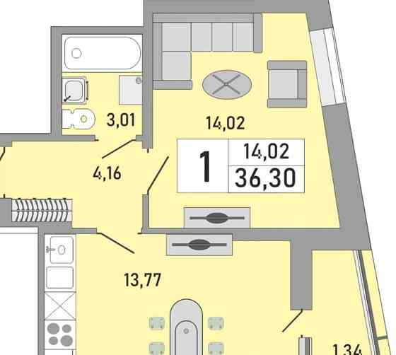 1-комн. квартира, 26.1 м2, 16/24 эт. Уфа