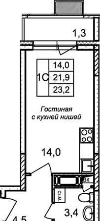 Студия, 23.2 м2, 16/17 эт. Москва