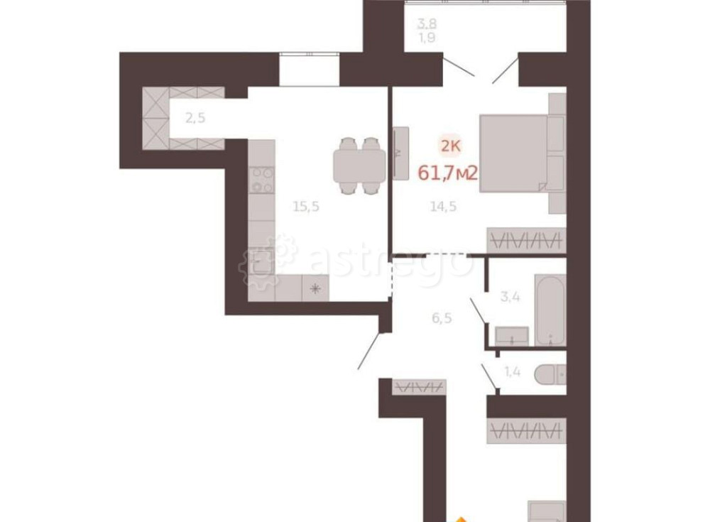 2-комн. квартира, 61.7 м2, 4/10 эт. Новоалтайск - изображение 1