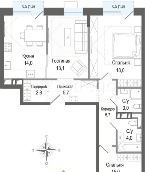 3-комн. квартира, 81.3 м2, 5/8 эт. Королев - изображение 1