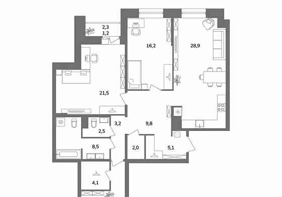 3-комн. квартира, 120.9 м2, 7/13 эт. Санкт-Петербург