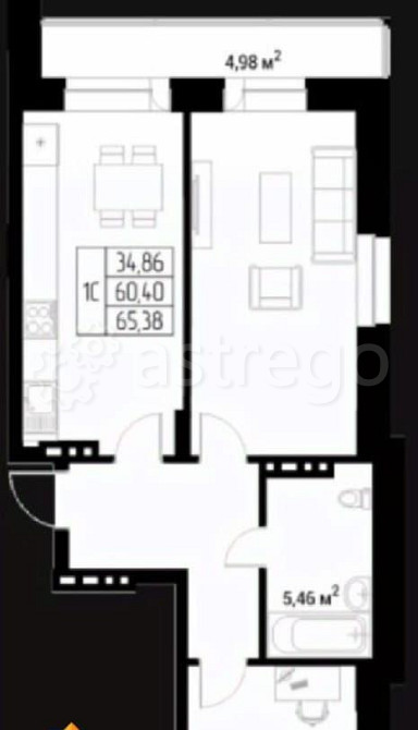 Студия, 65.38 м2, 7/9 эт. Горно-Алтайск - изображение 1