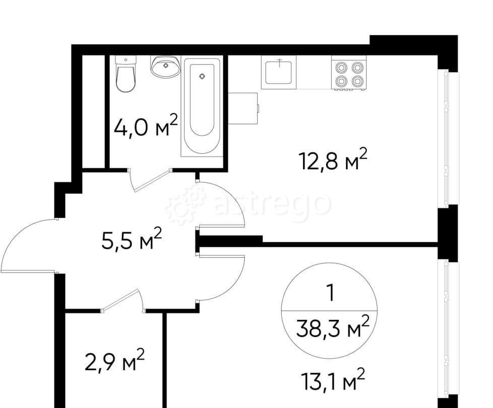 1-комн. квартира, 38 м2, 8/17 эт. Москва - изображение 1