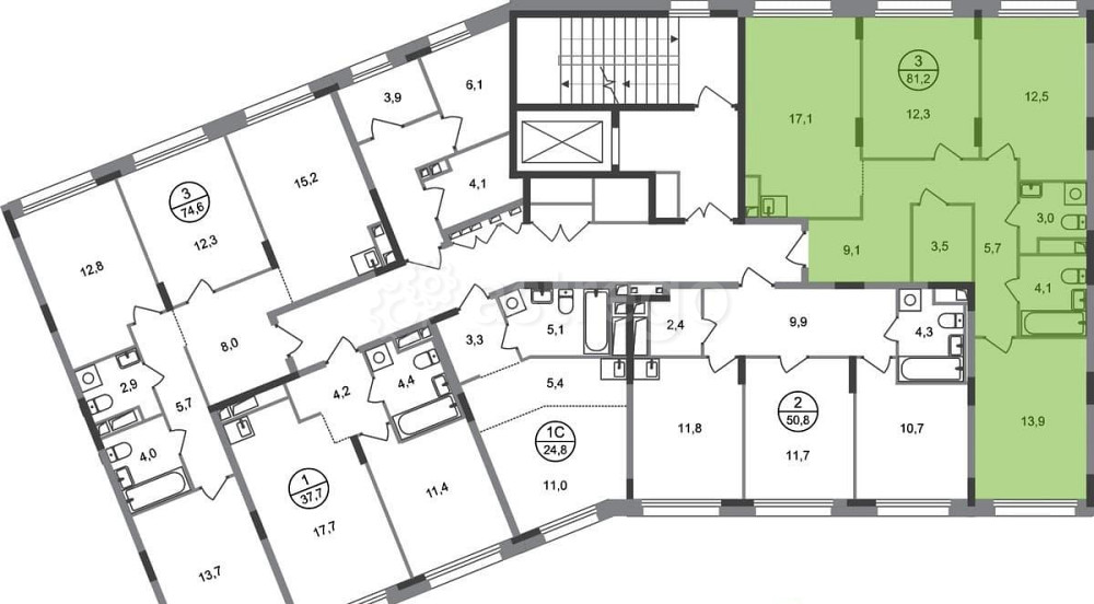 3-комн. квартира, 81 м2, 6/17 эт. Москва - изображение 8