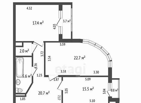 3-комн. квартира, 106.1 м2, 6/17 эт. Санкт-Петербург