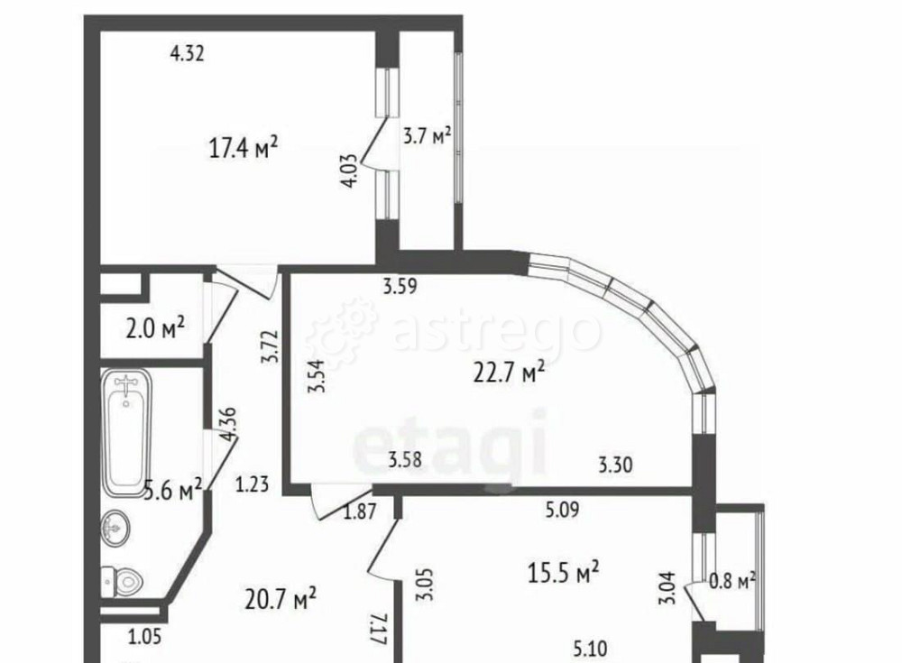 3-комн. квартира, 106.1 м2, 6/17 эт. Санкт-Петербург - изображение 1