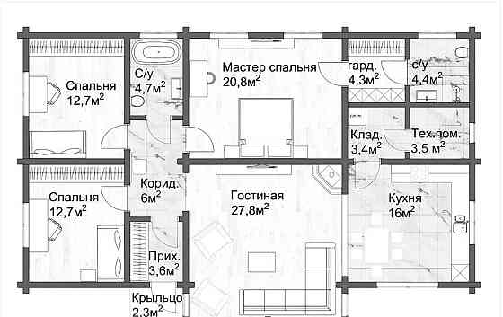 Коттедж, 122 м2, 1 эт. Москва