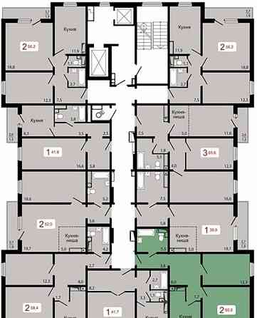 2-комн. квартира, 60.8 м2, 3/17 эт. Красноярск