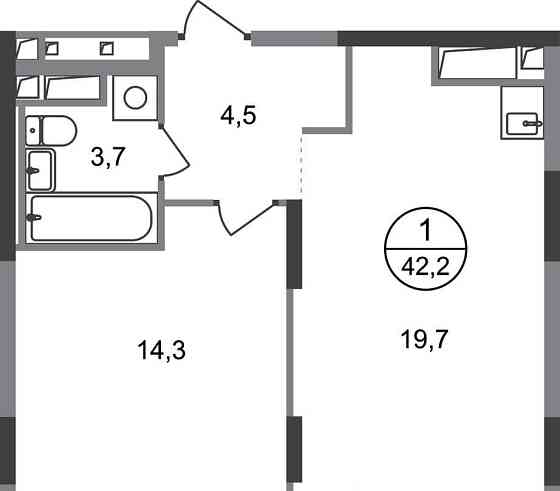 1-комн. квартира, 42 м2, 12/17 эт. Москва