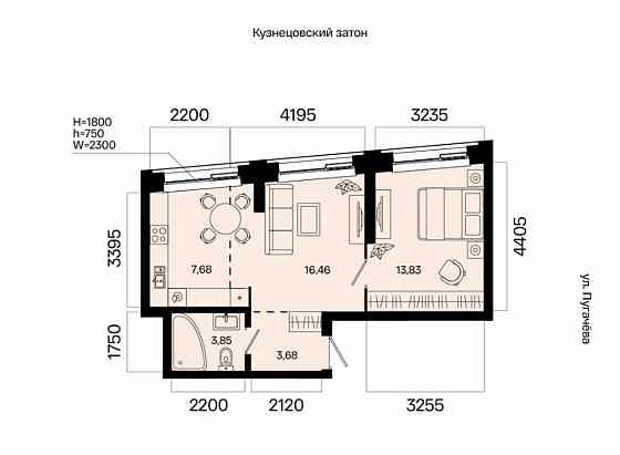 2-комн. квартира, 45.5 м2, 10/31 эт. Уфа