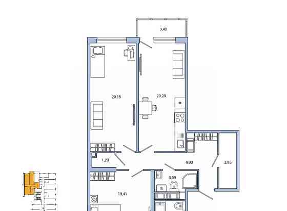 2-комн. квартира, 85.6 м2, 4/7 эт. Санкт-Петербург
