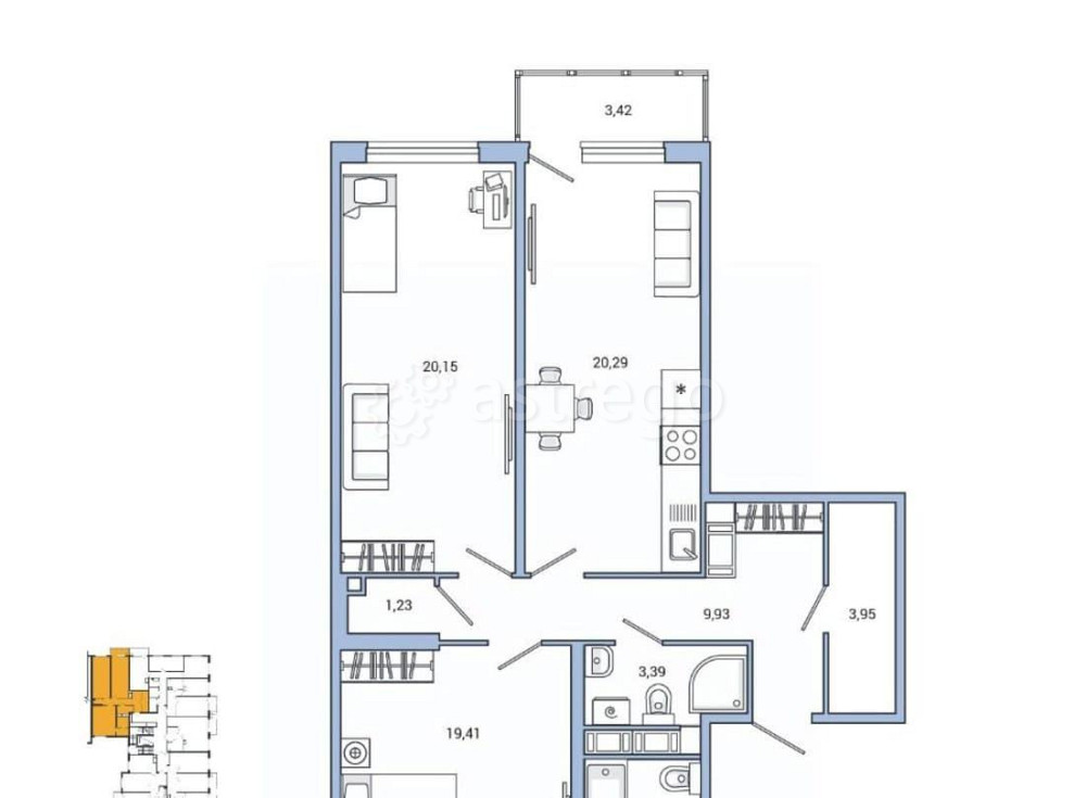 2-комн. квартира, 85.6 м2, 4/7 эт. Санкт-Петербург - изображение 1