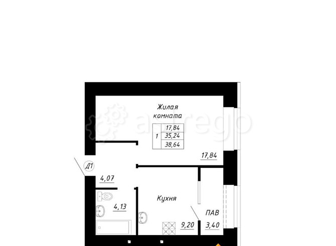 1-комн. квартира, 38.64 м2, 4/14 эт. Стерлитамак - изображение 1