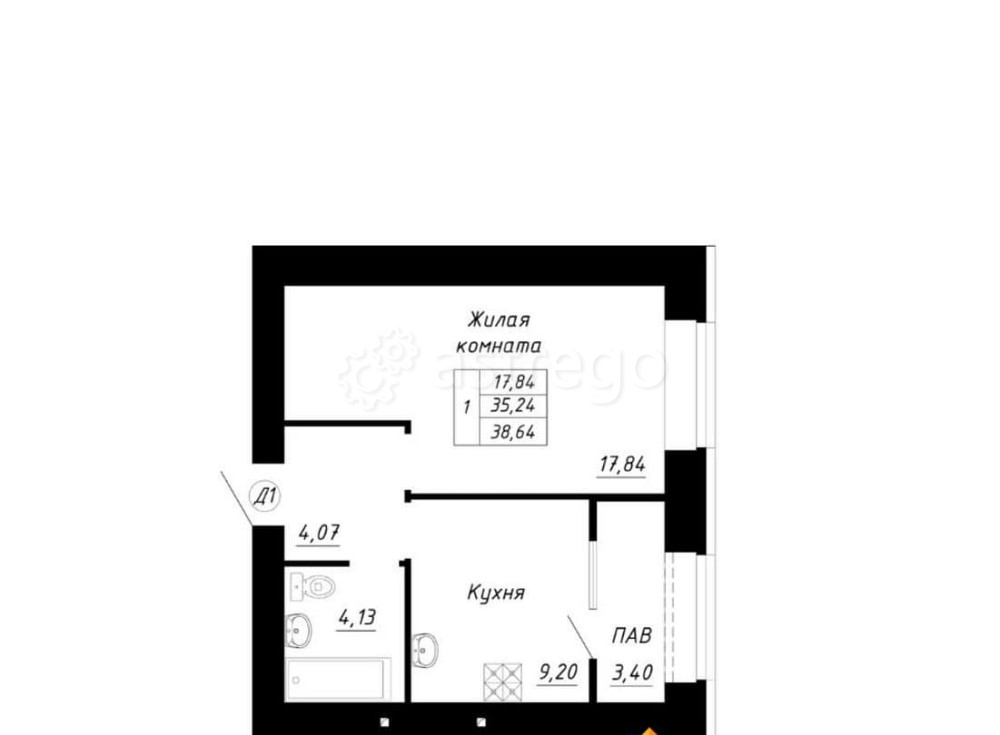 1-комн. квартира, 38.64 м2, 4/14 эт. Стерлитамак - изображение 1