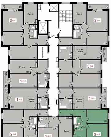2-комн. квартира, 54.6 м2, 1/17 эт. Красноярск
