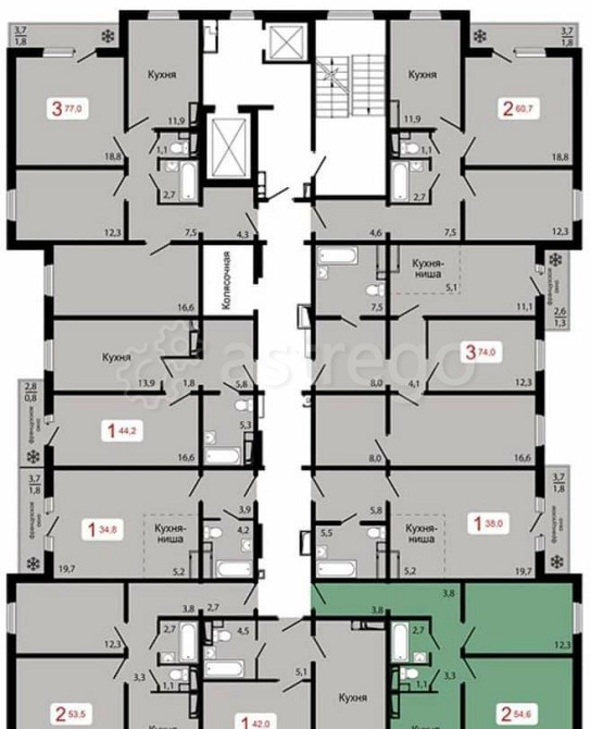 2-комн. квартира, 54.6 м2, 1/17 эт. Красноярск - изображение 6