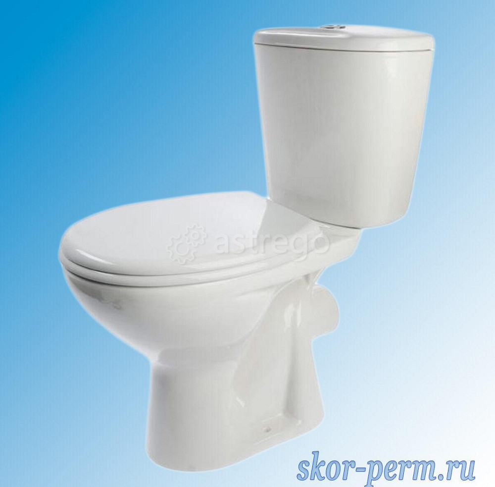 Унитаз-компакт Универсал NEW 90 прямой выпуск (бак, сиденье, арматура 1 кнопка, крепеж) (Лобня) Пермь - изображение 1