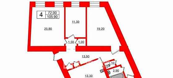 4-комн. квартира, 105.9 м2, 3/6 эт. Санкт-Петербург