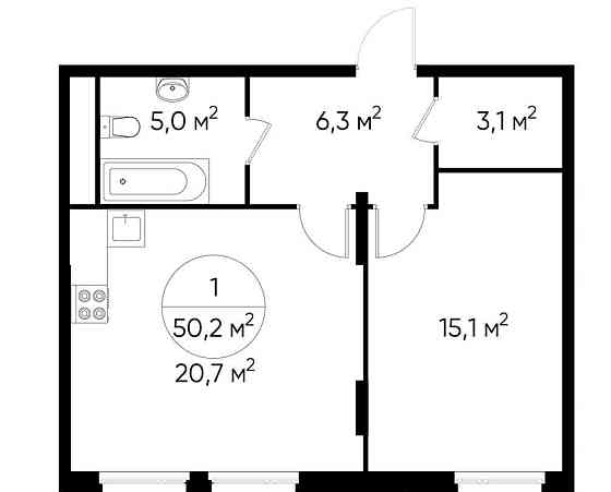 1-комн. квартира, 50 м2, 17/17 эт. Москва