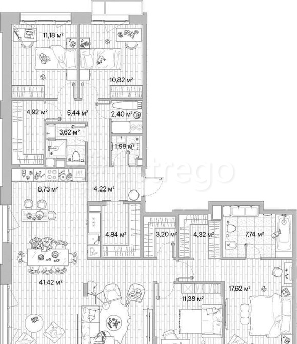 4-комн. квартира, 143.84 м2, 12/12 эт. Москва - изображение 7