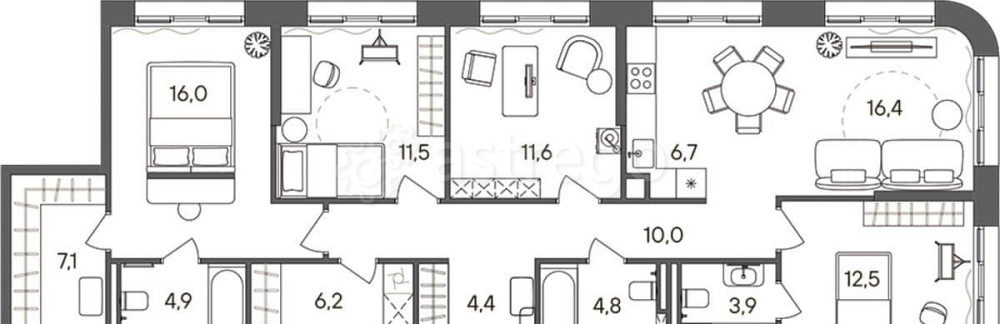 4-комн. квартира, 116 м2, 19/24 эт. Москва - изображение 1