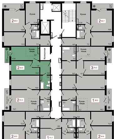 2-комн. квартира, 44.5 м2, 5/17 эт. Красноярск