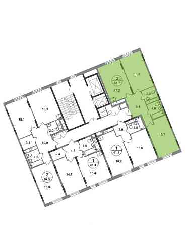 2-комн. квартира, 64 м2, 14/17 эт. Москва