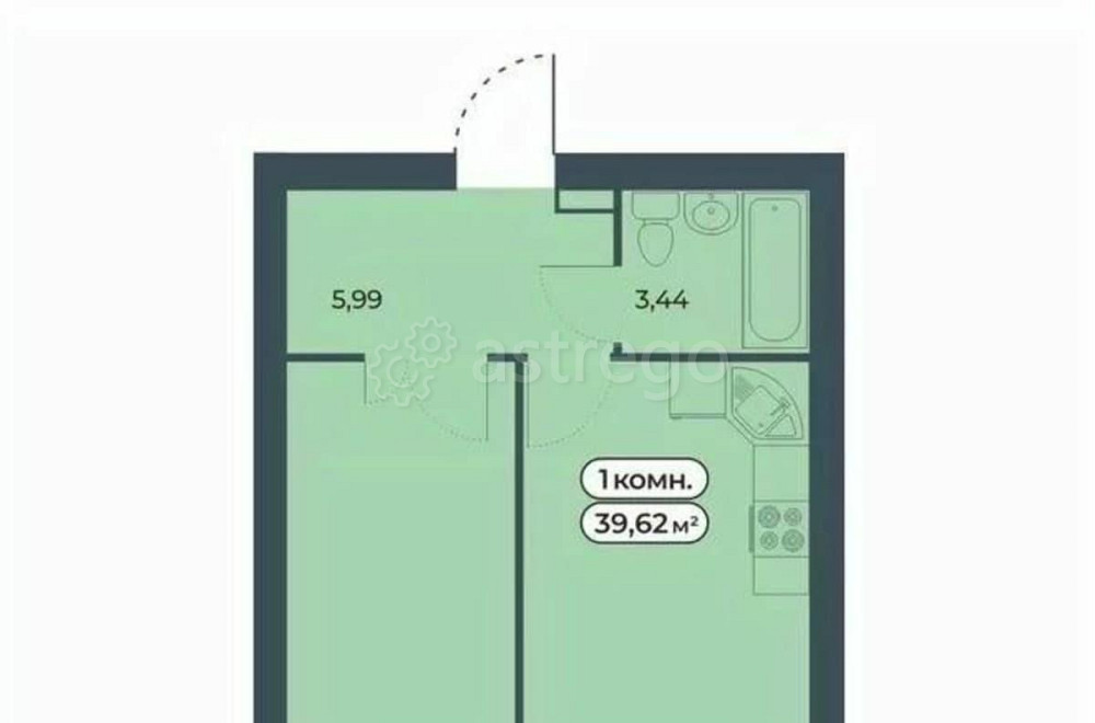 1-комн. квартира, 39.62 м2, 8/9 эт. Красноярск - изображение 1