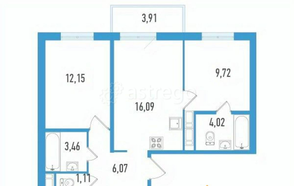 3-комн. квартира, 65.87 м2, 10/12 эт. Санкт-Петербург - изображение 2