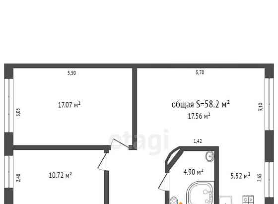 3-комн. квартира, 66.7 м2, 3/5 эт. Бийск
