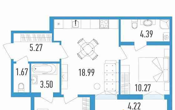 2-комн. квартира, 59.85 м2, 2/12 эт. Санкт-Петербург