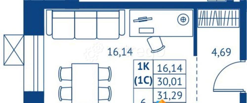 Студия, 30.01 м2, 17/22 эт. Королев - изображение 1
