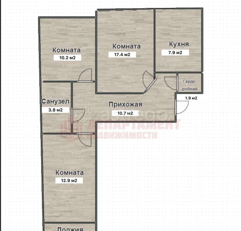 3-комн. квартира, 66.4 м2, 9/9 эт. Астрахань - изображение 9