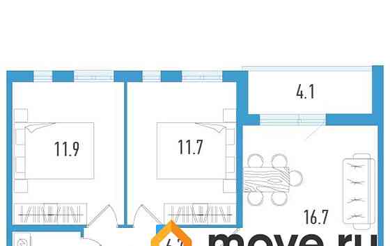 2-комн. квартира, 55.5 м2, 3/12 эт. Санкт-Петербург