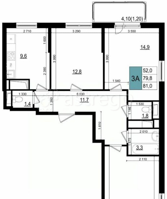 3-комн. квартира, 81 м2, 18/25 эт. Одинцово - изображение 1