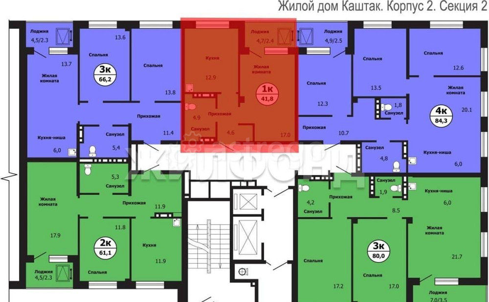 1-комн. квартира, 41.3 м2, 5/19 эт. Красноярск - изображение 5