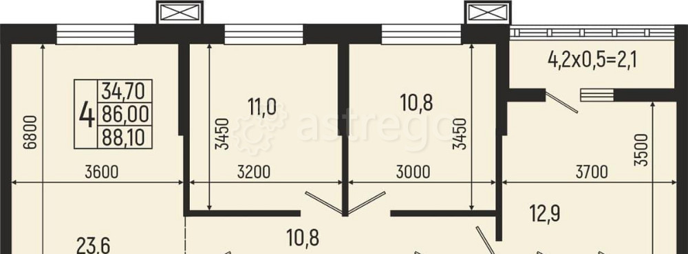 4-комн. квартира, 88.1 м, 2/5 эт. Майкоп - изображение 1