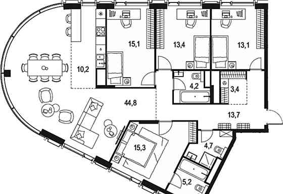 4-комн. квартира, 143.1 м2, 19/19 эт. Москва