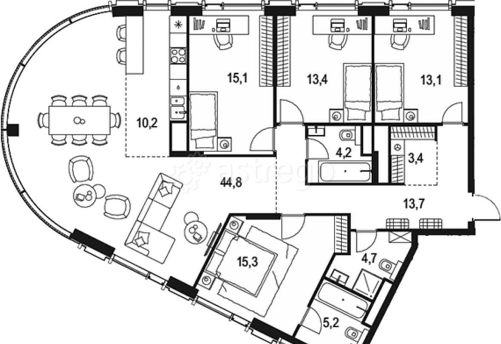 4-комн. квартира, 143.1 м2, 19/19 эт. Москва - изображение 1