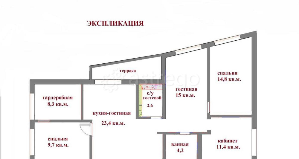 4-комн. квартира, 97.7 м2, 4/6 эт. Видное - изображение 1