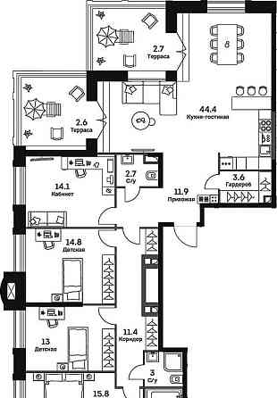 4-комн. квартира, 144 м2, 26/27 эт. Москва