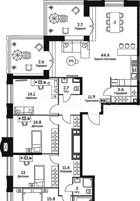 4-комн. квартира, 144 м2, 26/27 эт. Москва - изображение 1