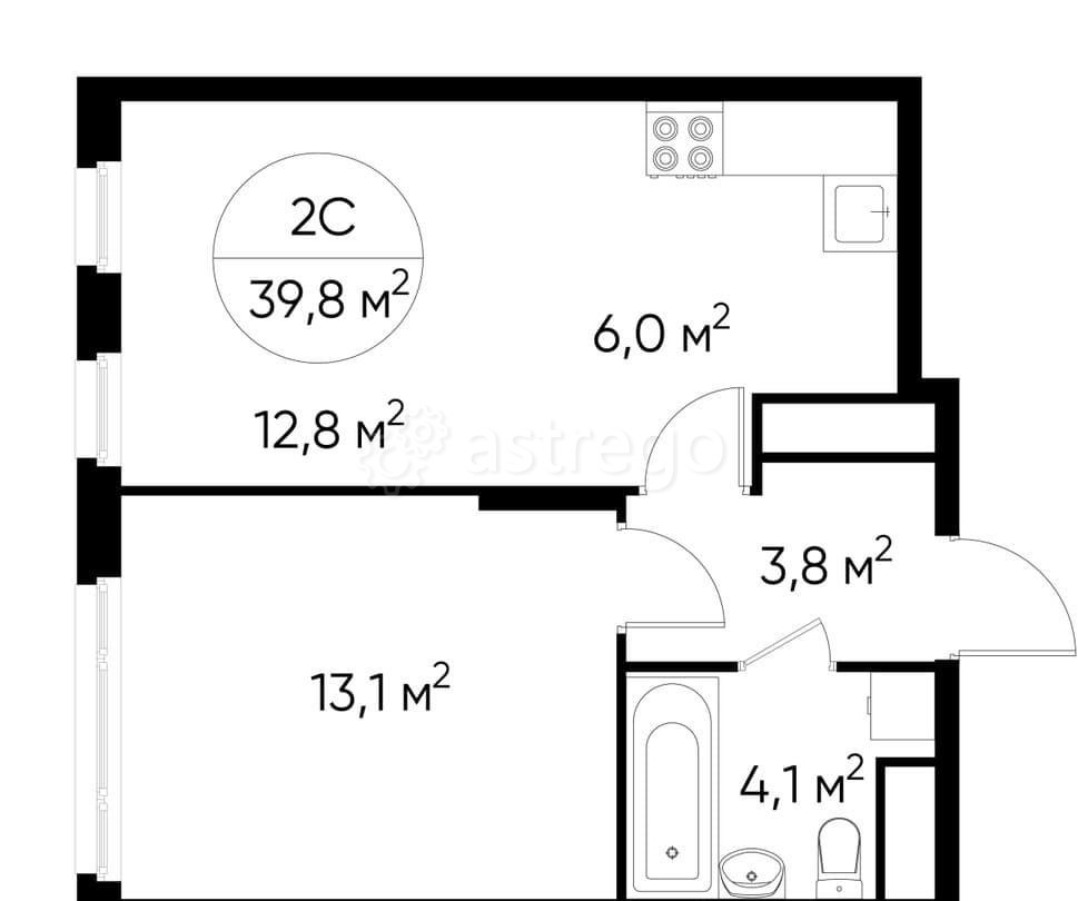 2-комн. квартира, 39 м2, 15/17 эт. Москва - изображение 1