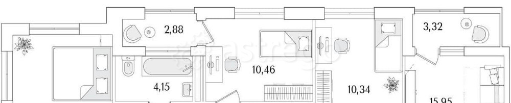 3-комн. квартира, 75.97 м2, 1/13 эт. Санкт-Петербург - изображение 6