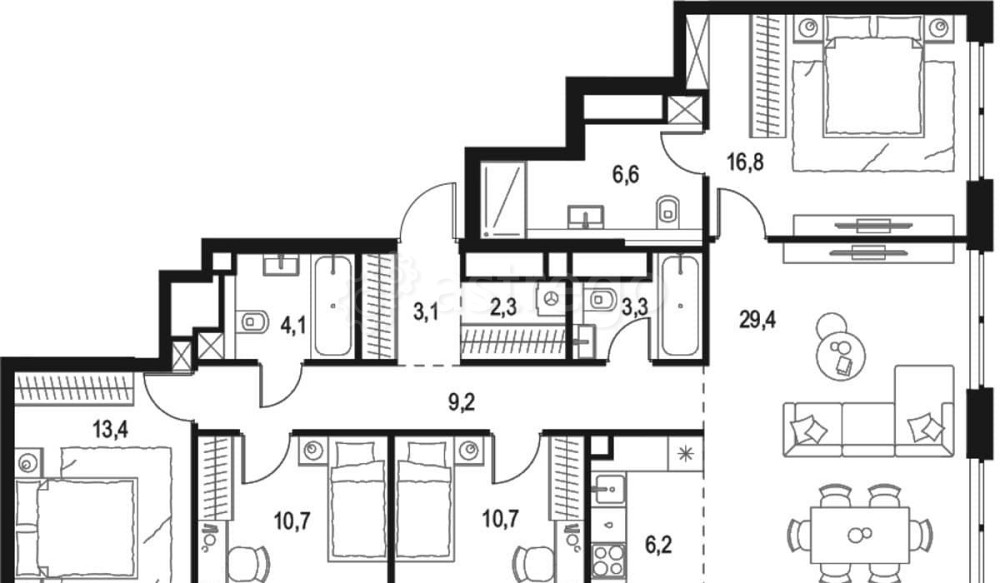 4-комн. квартира, 115.8 м2, 47/48 эт. Москва - изображение 1