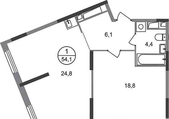 1-комн. квартира, 54 м2, 13/17 эт. Москва