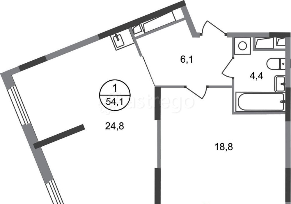 1-комн. квартира, 54 м2, 13/17 эт. Москва - изображение 1